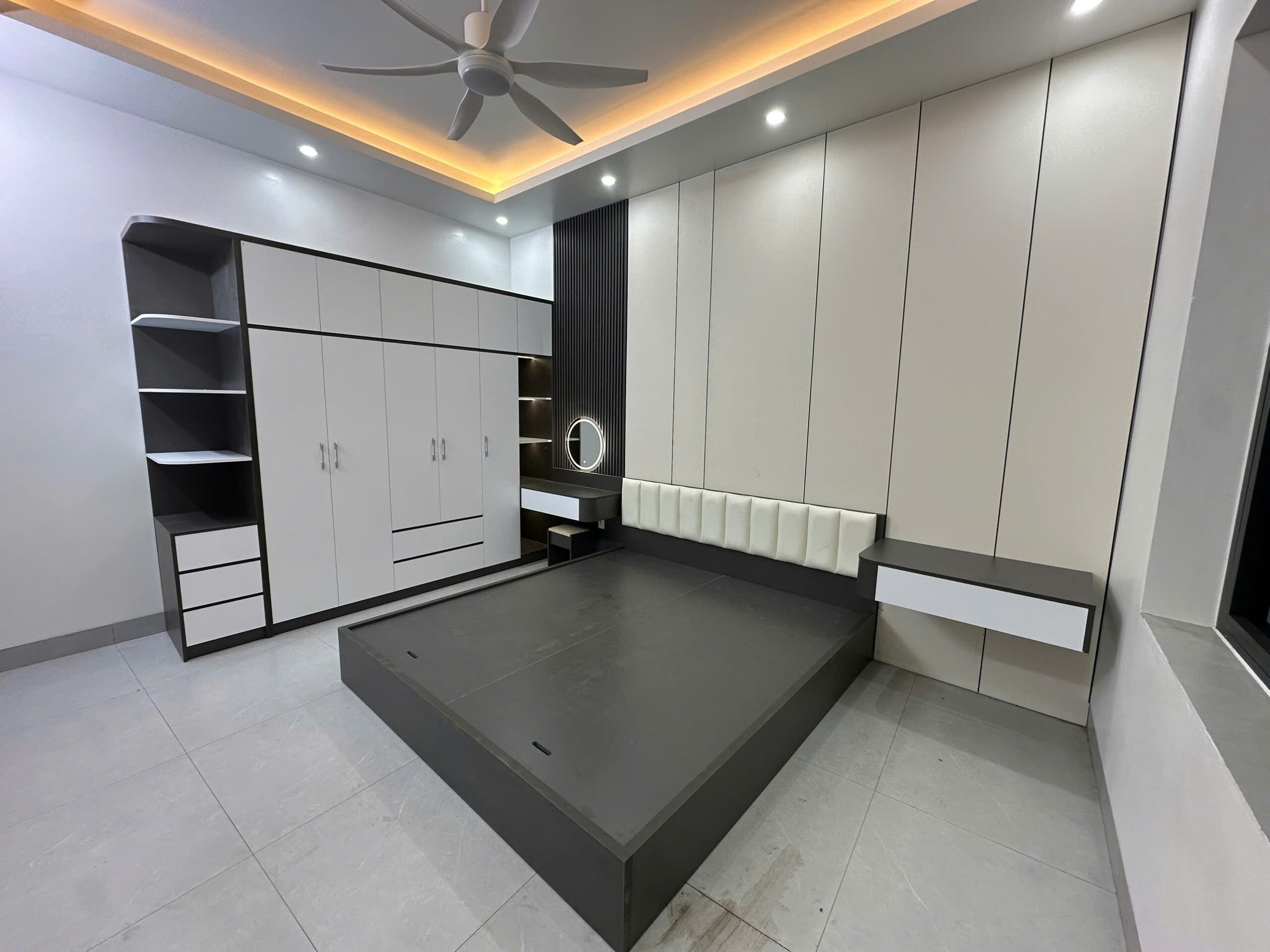 Bộ giường tủ gỗ MDF phòng cưới hiện đại