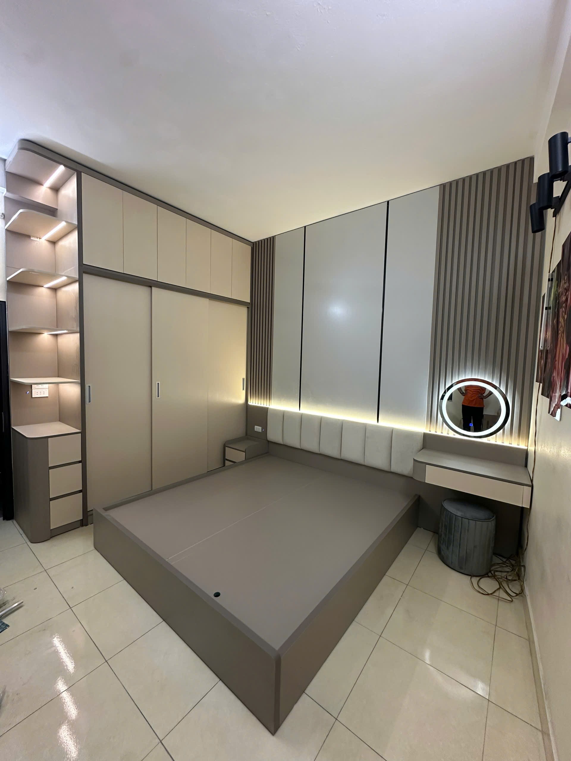 Bộ giường tủ gỗ MDF cánh lùa phòng cưới siêu hot