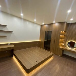 Bộ giường tủ gỗ MDF âm tường sang trọng