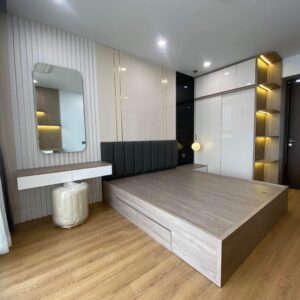 Bộ giường tủ gỗ MDF phòng cưới sang trọng