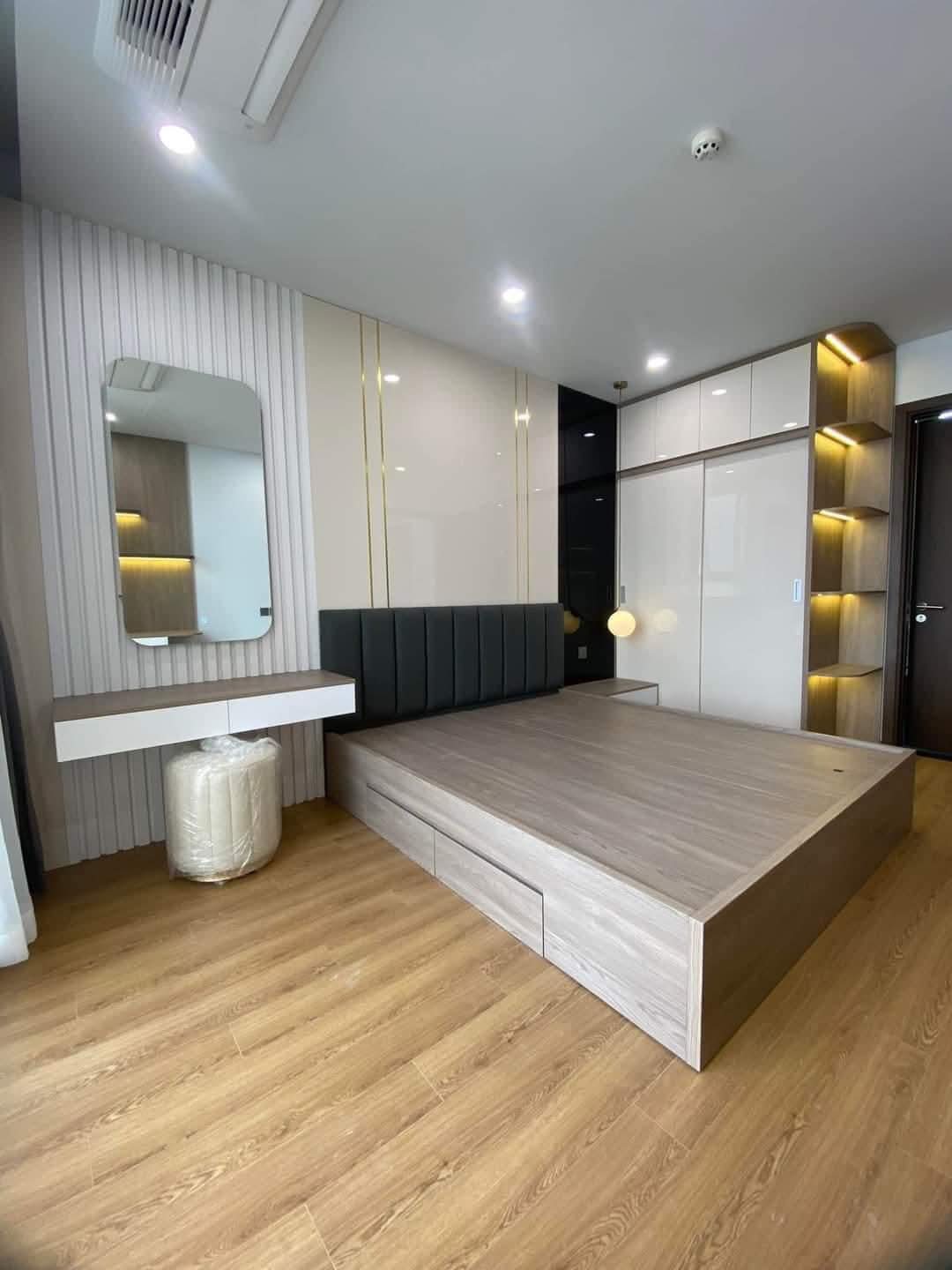 Bộ giường tủ gỗ MDF phòng cưới sang trọng